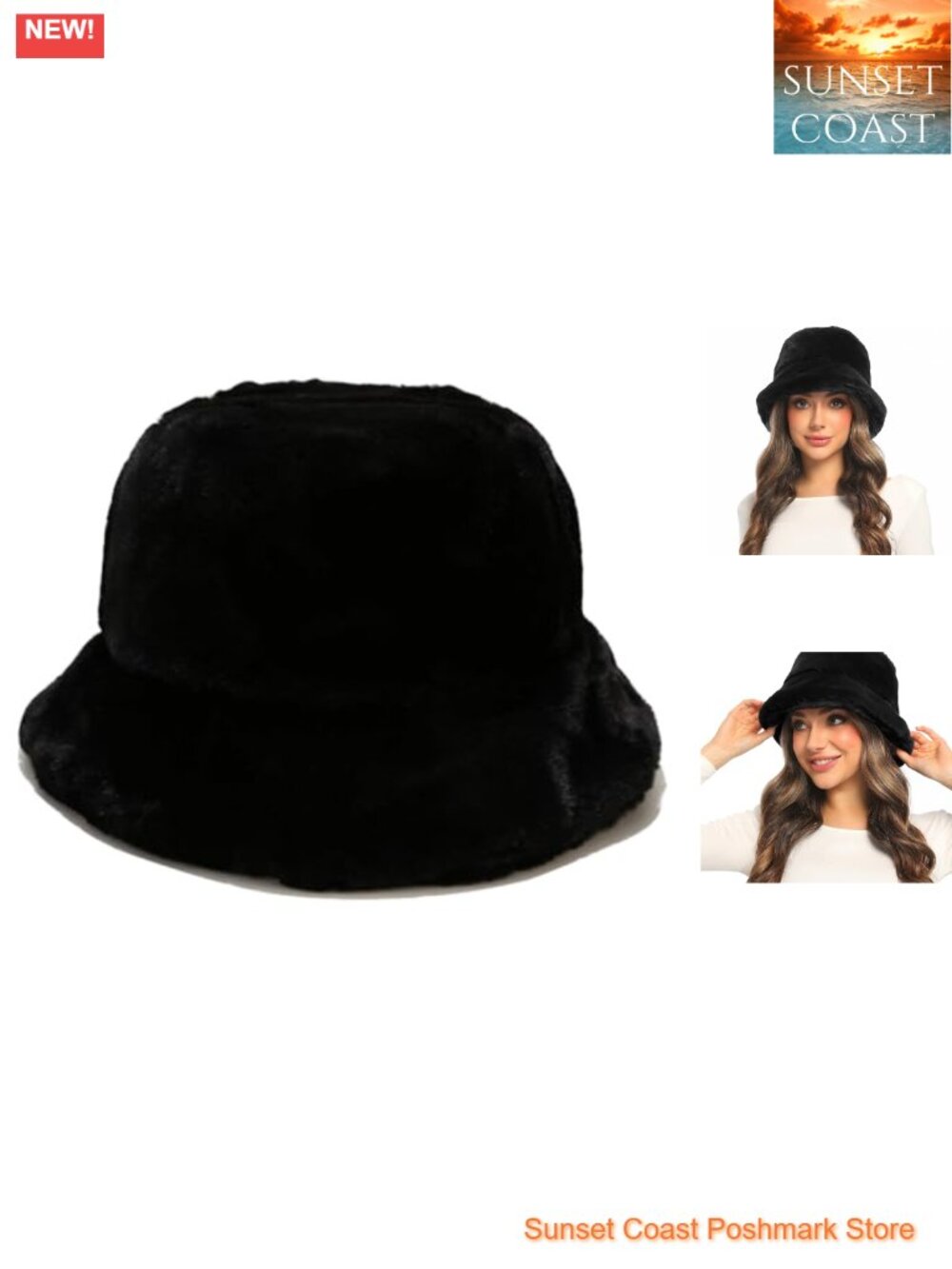 Winter Faux Fur Fuzzy Bucket Hat Fluffy Warm Hat for Women Men